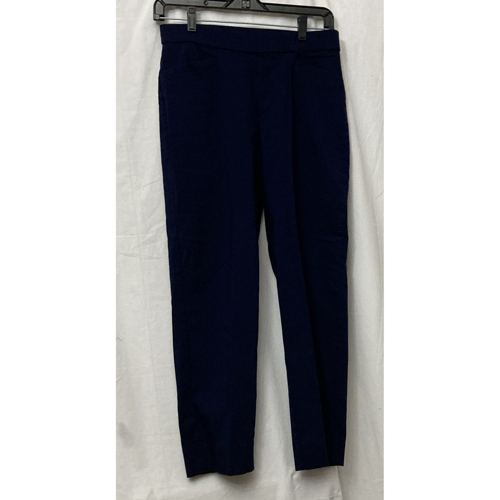 Susan Graver Women's Navy Blue Pocketed Stretch Pull-On Ankle Pants - SZ 8